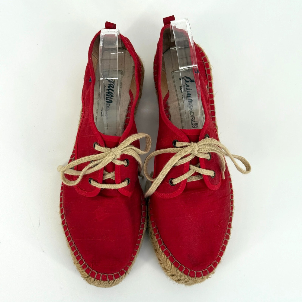 Gaimo Espadrilles Womens Size 8.5 EU 39 Made in Spain Boho Red Retro Silk Summer - Picture 4 of 9